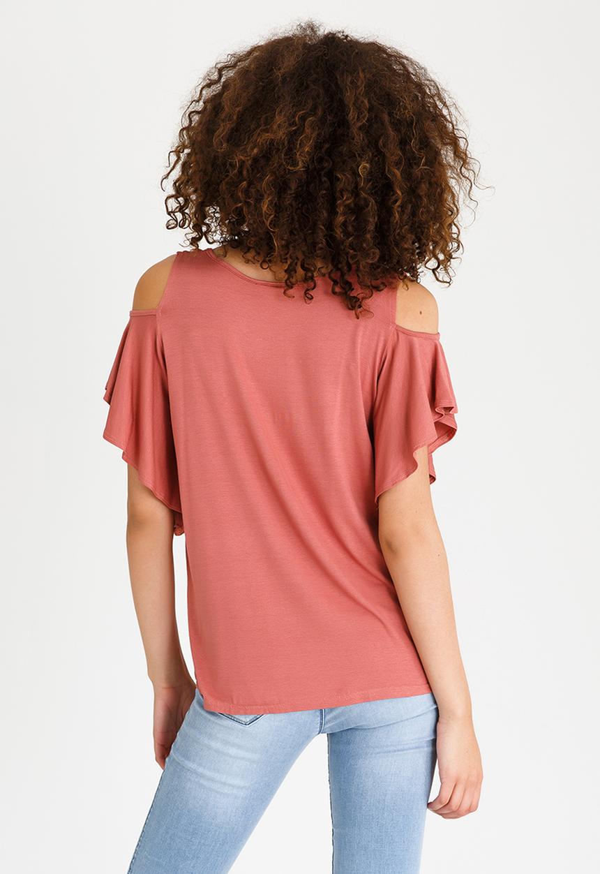 edit - Cold-shoulder Top Pale Pink