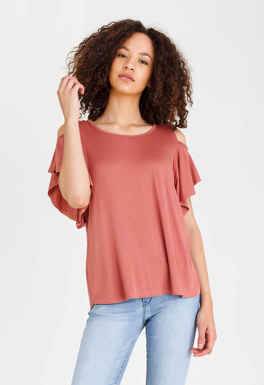 edit - Cold-shoulder Top Pale Pink