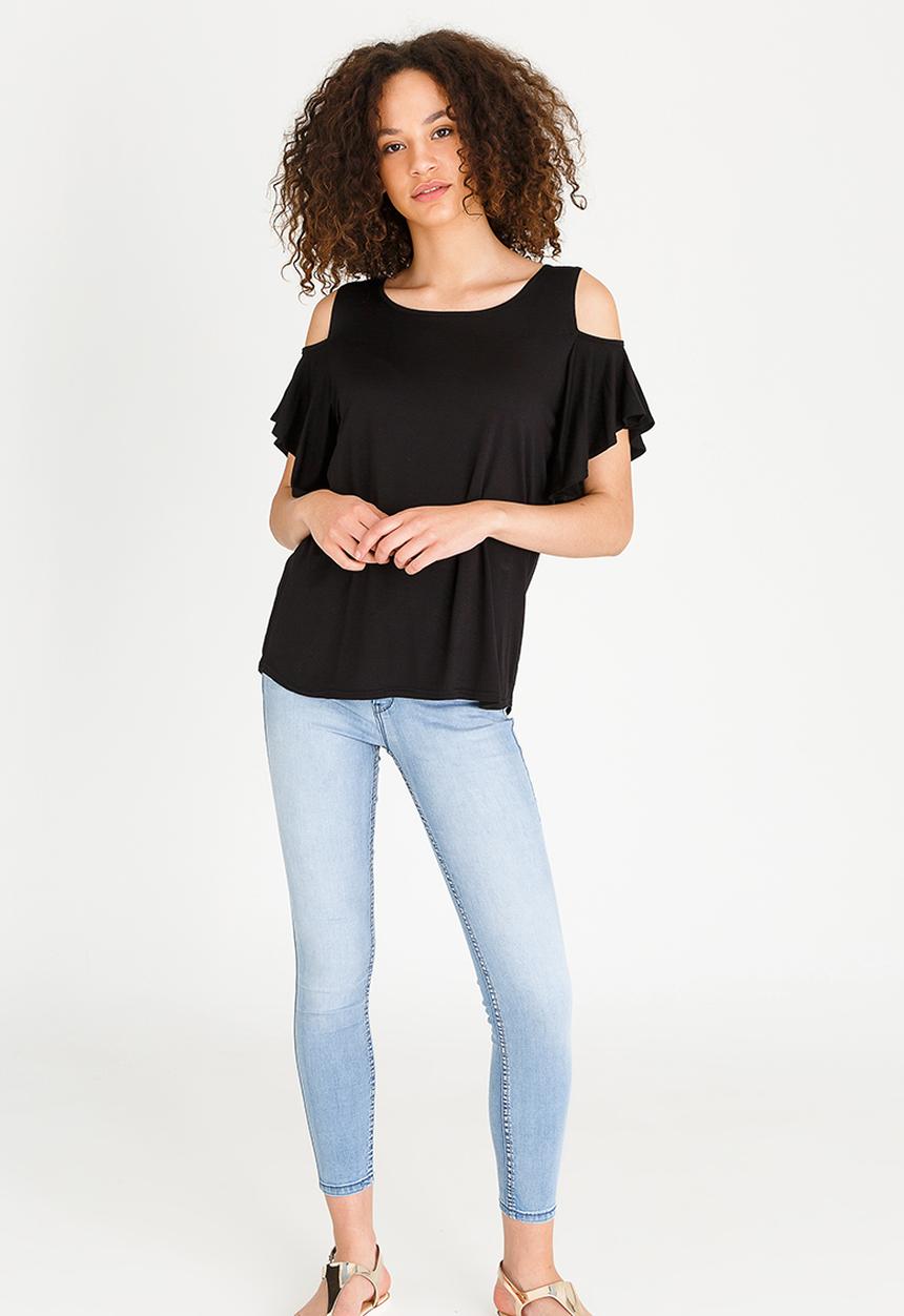 edit - Cold-shoulder Top Black