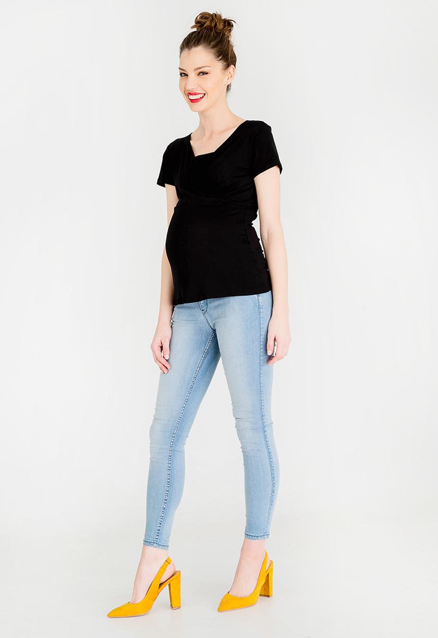 edit Maternity - Feeding Top with Mock Cami Black