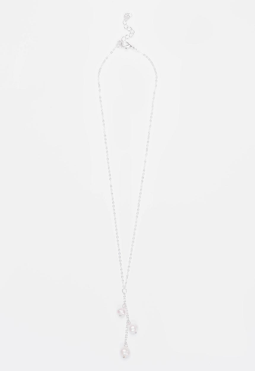 Jewels and Lace - Pearl Drop Necklace Silver