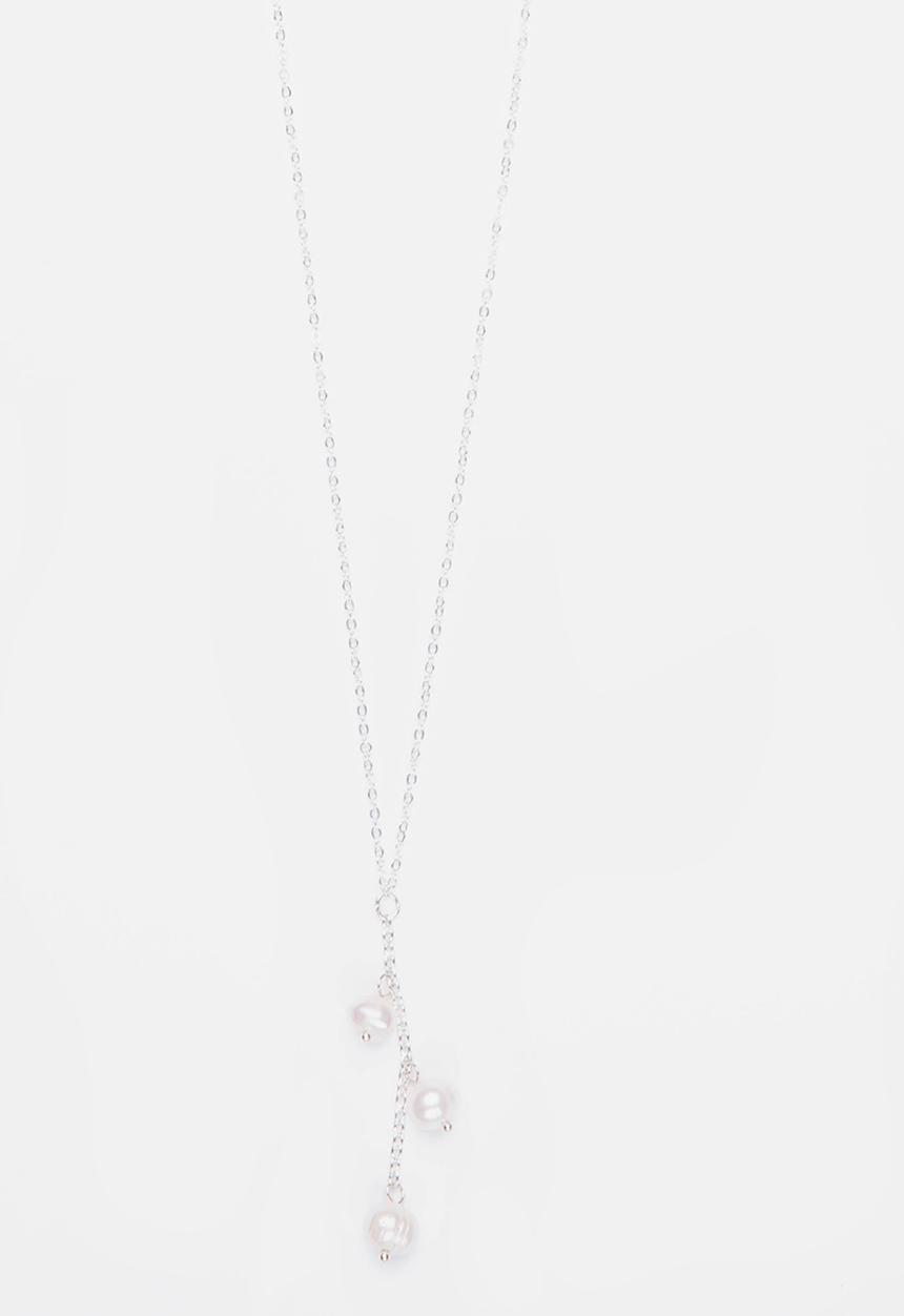 Jewels and Lace - Pearl Drop Necklace Silver