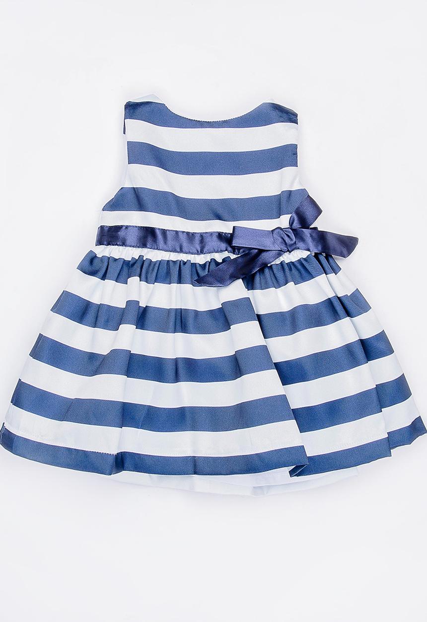 MINOTI - Paris Stripe Dress and Large Belted Bow Navy & White