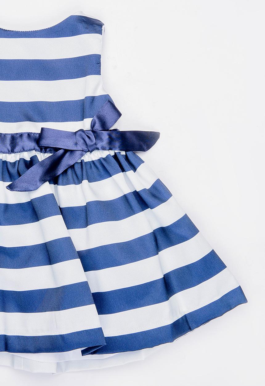 MINOTI - Paris Stripe Dress and Large Belted Bow Navy & White