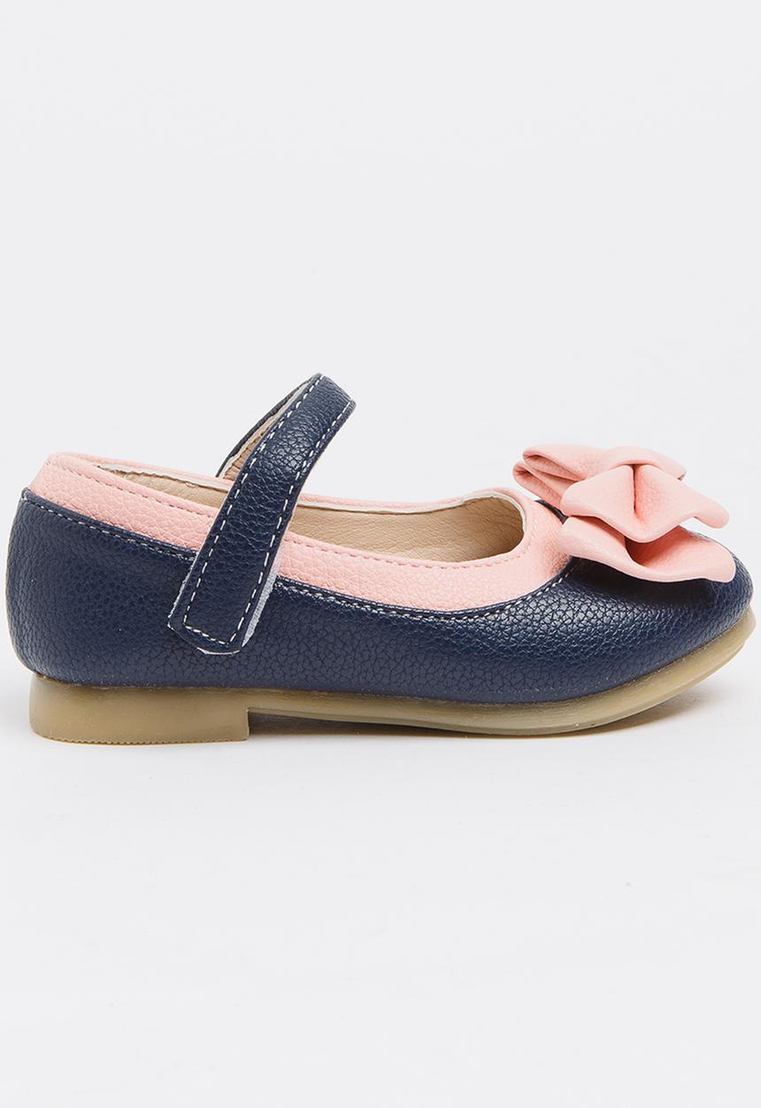 Pop Candy - Two Tone Pumps with Bow Navy