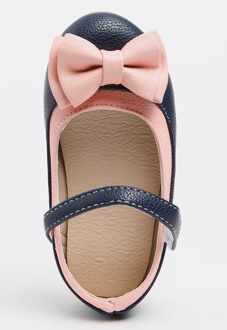 Pop Candy - Two Tone Pumps with Bow Navy