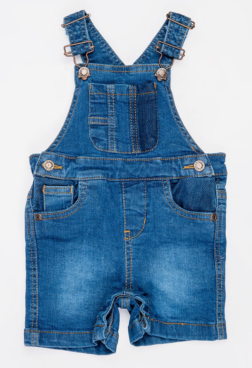 MINOTI - Tide Denim Colour-block Bibshort Dungaree Blue