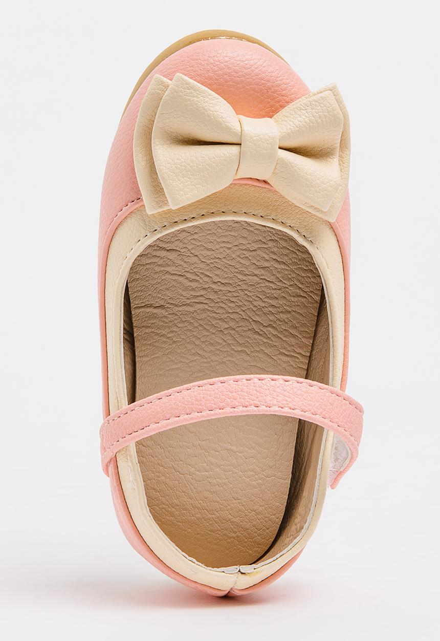 Pop Candy - Two Tone Pump With Bow Pale Pink
