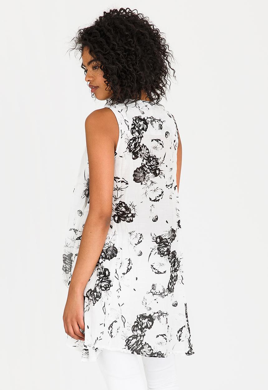 Revenge - Patterned Tunic Top Black and White