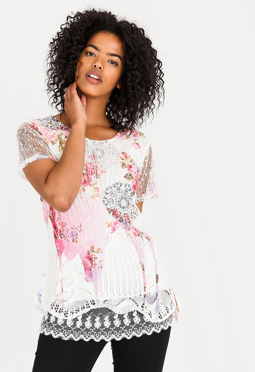 Revenge - Patterned Top White