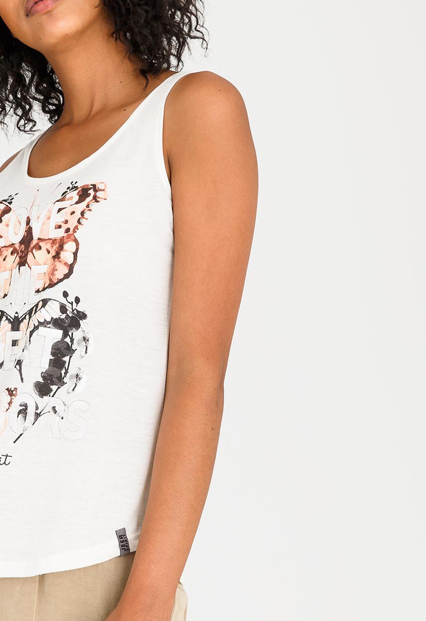 JEEP - Butterfly Print Vest Off White