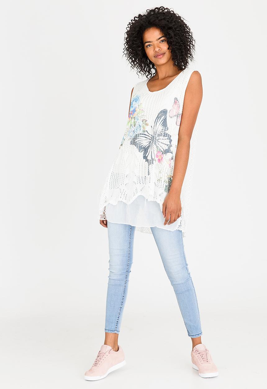 Revenge - Butterfly Print Tank White