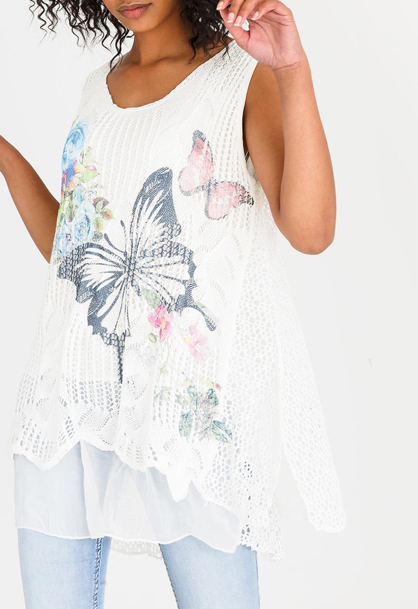Revenge - Butterfly Print Tank White