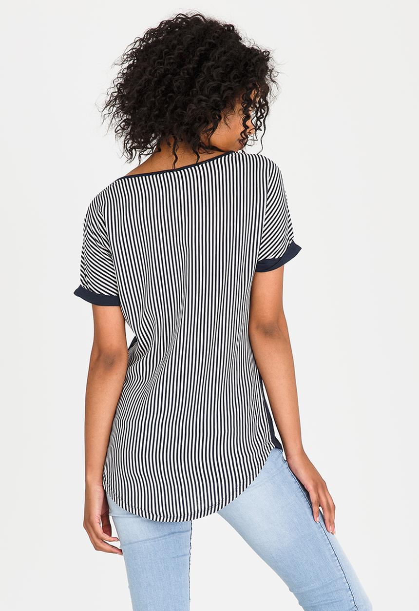 JEEP - Striped Shoulder Tee Navy