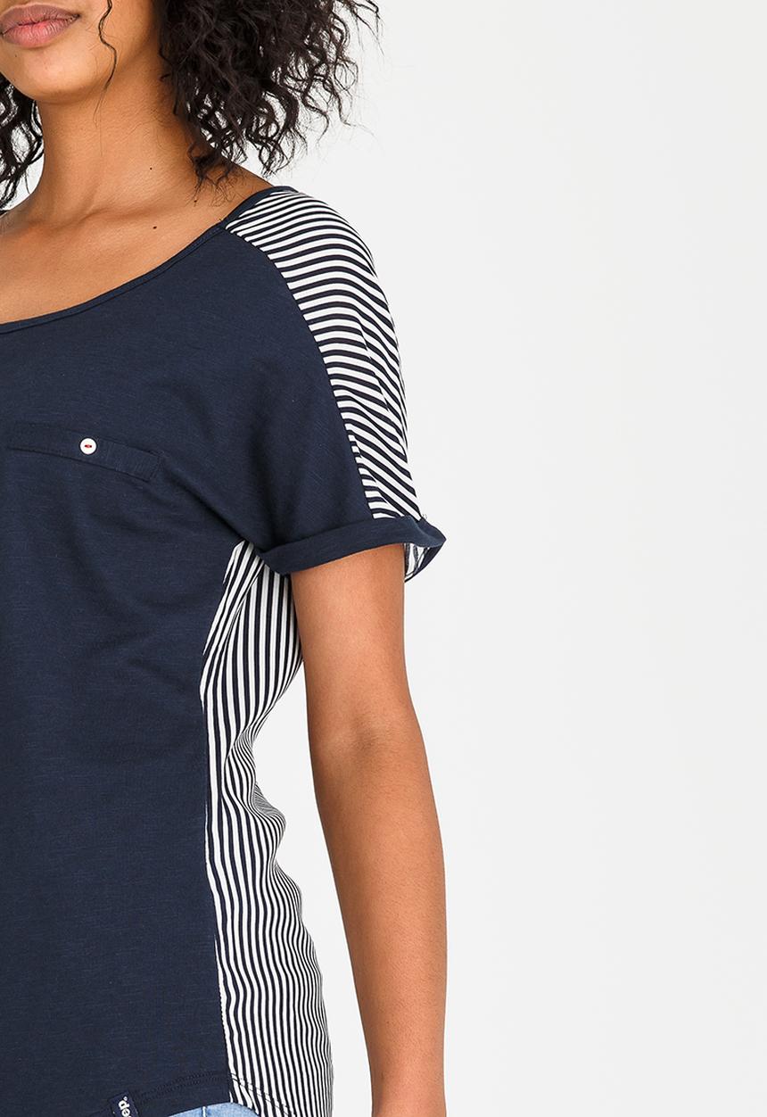 JEEP - Striped Shoulder Tee Navy