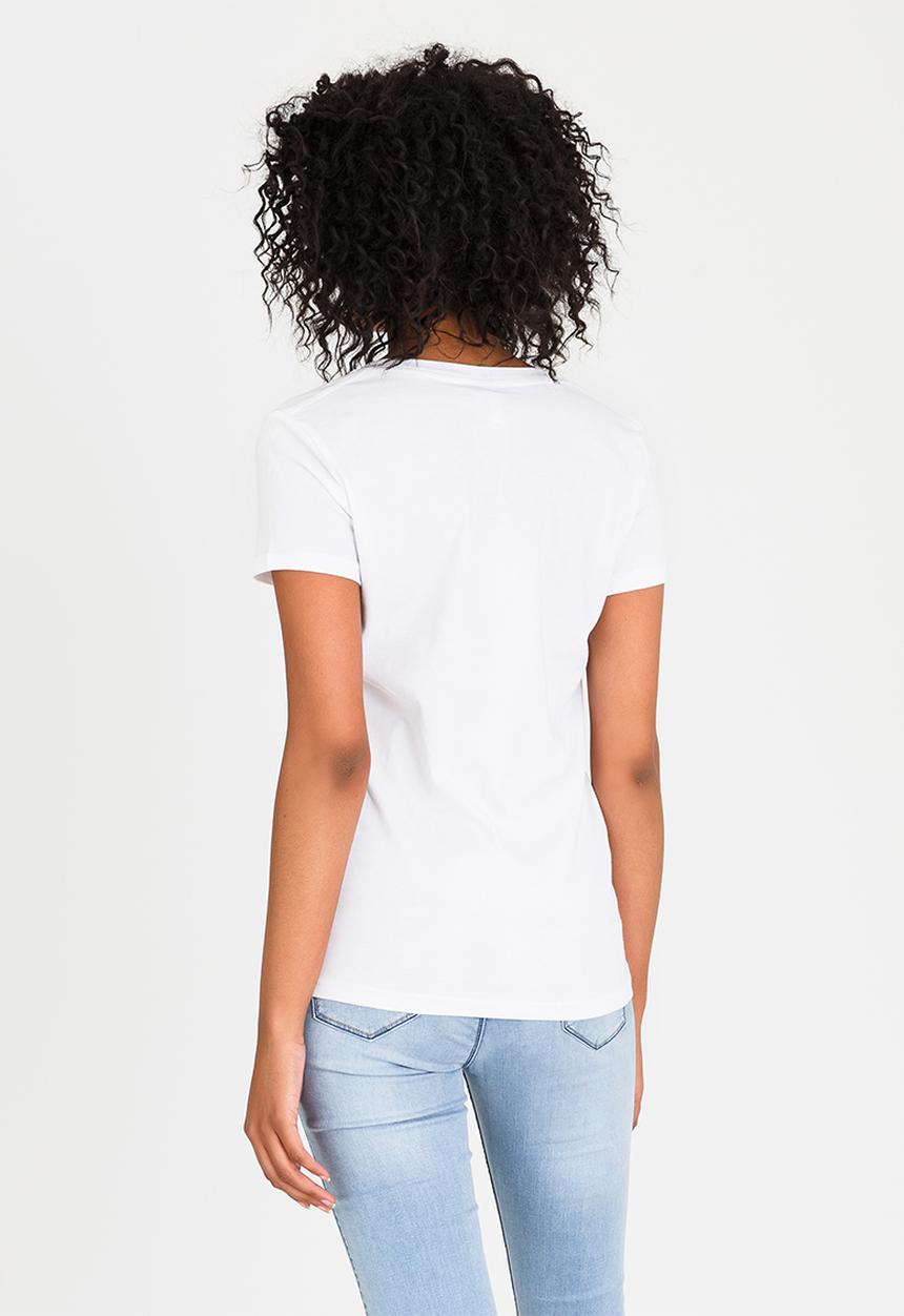 JEEP - Botanical Printed V-neck Tee White