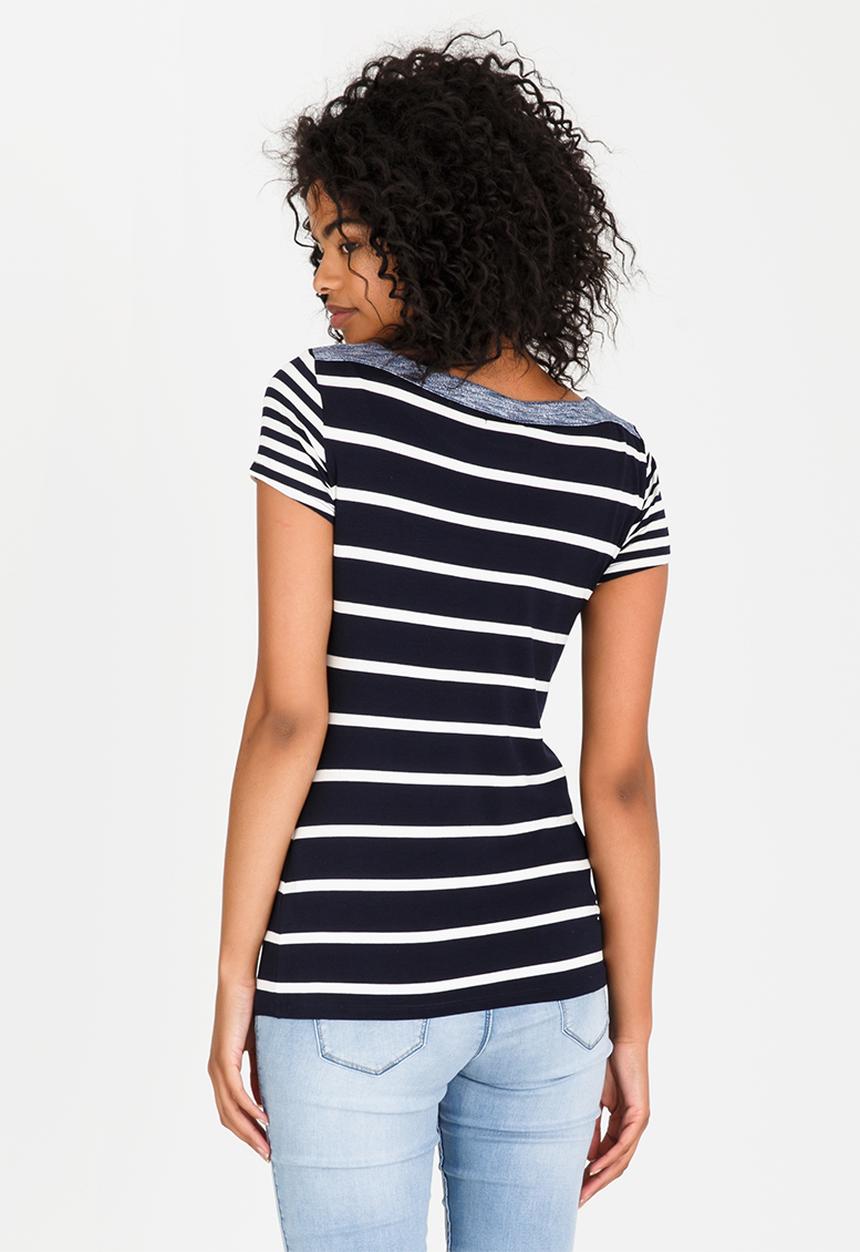 JEEP - Contrast Striped Tee Navy & White