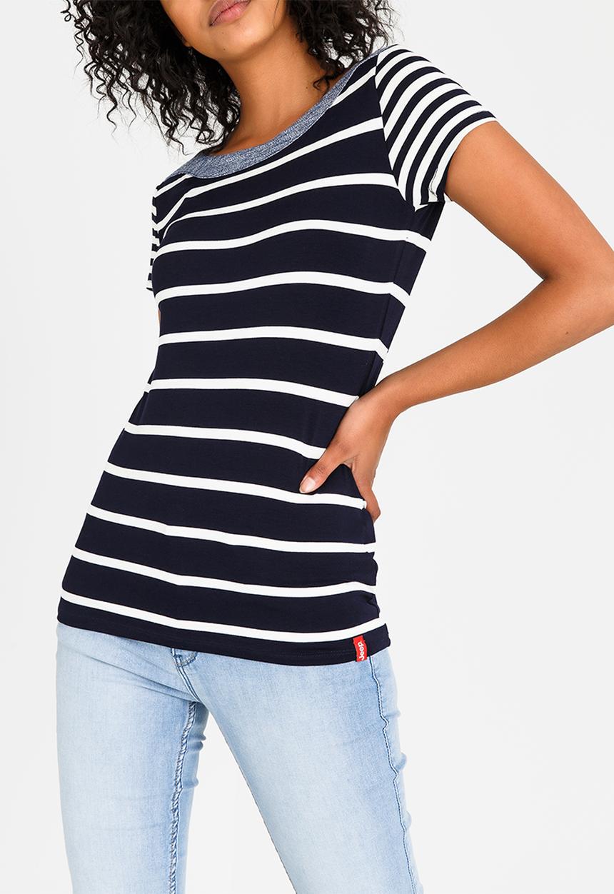JEEP - Contrast Striped Tee Navy & White