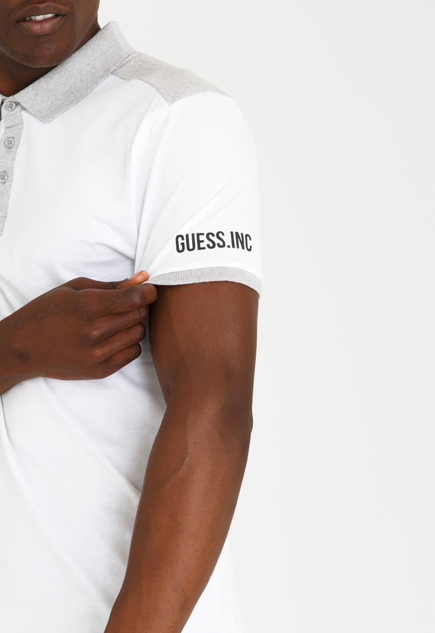 GUESS - Two Colour Panel Polo White