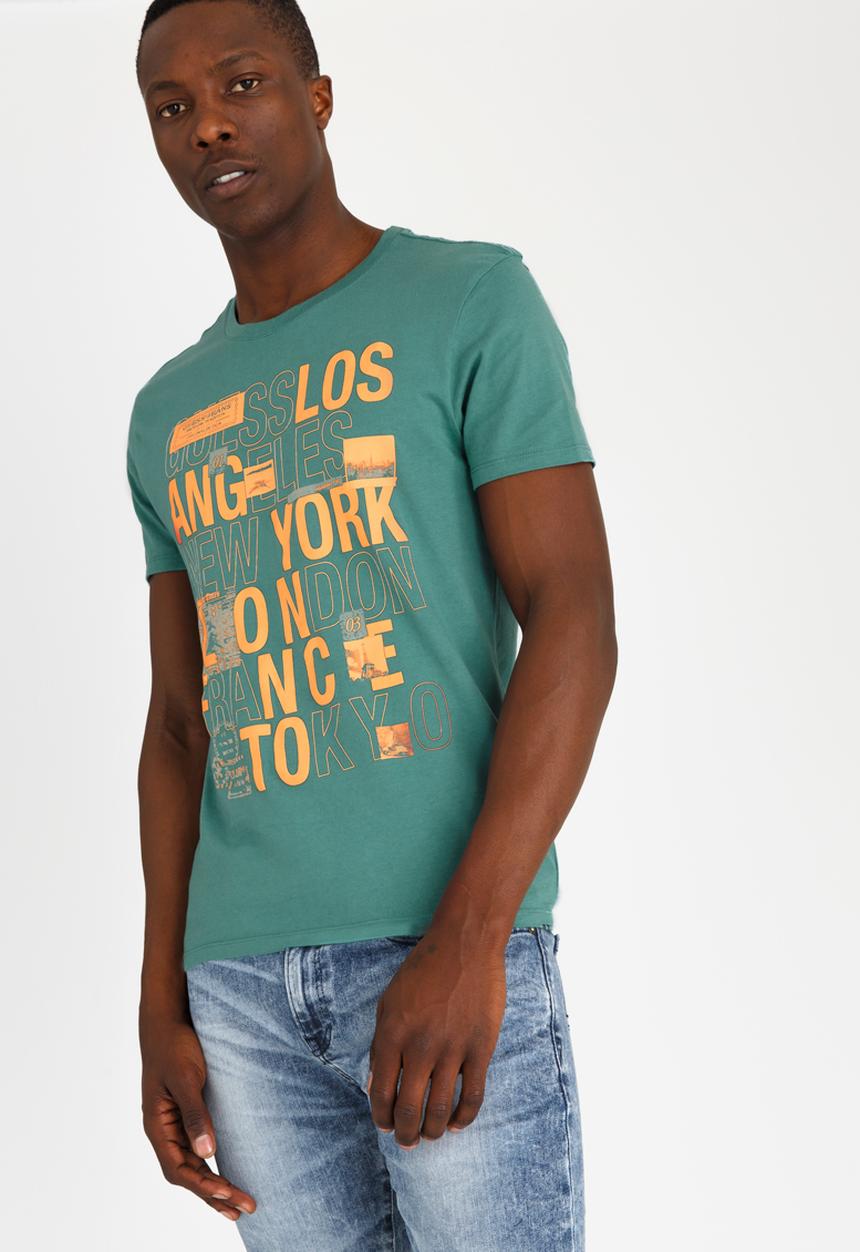 GUESS - Basic City Logo Crew Tee Mid Blue