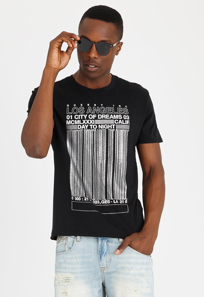 GUESS - Basic Lines Scoop Tee Black