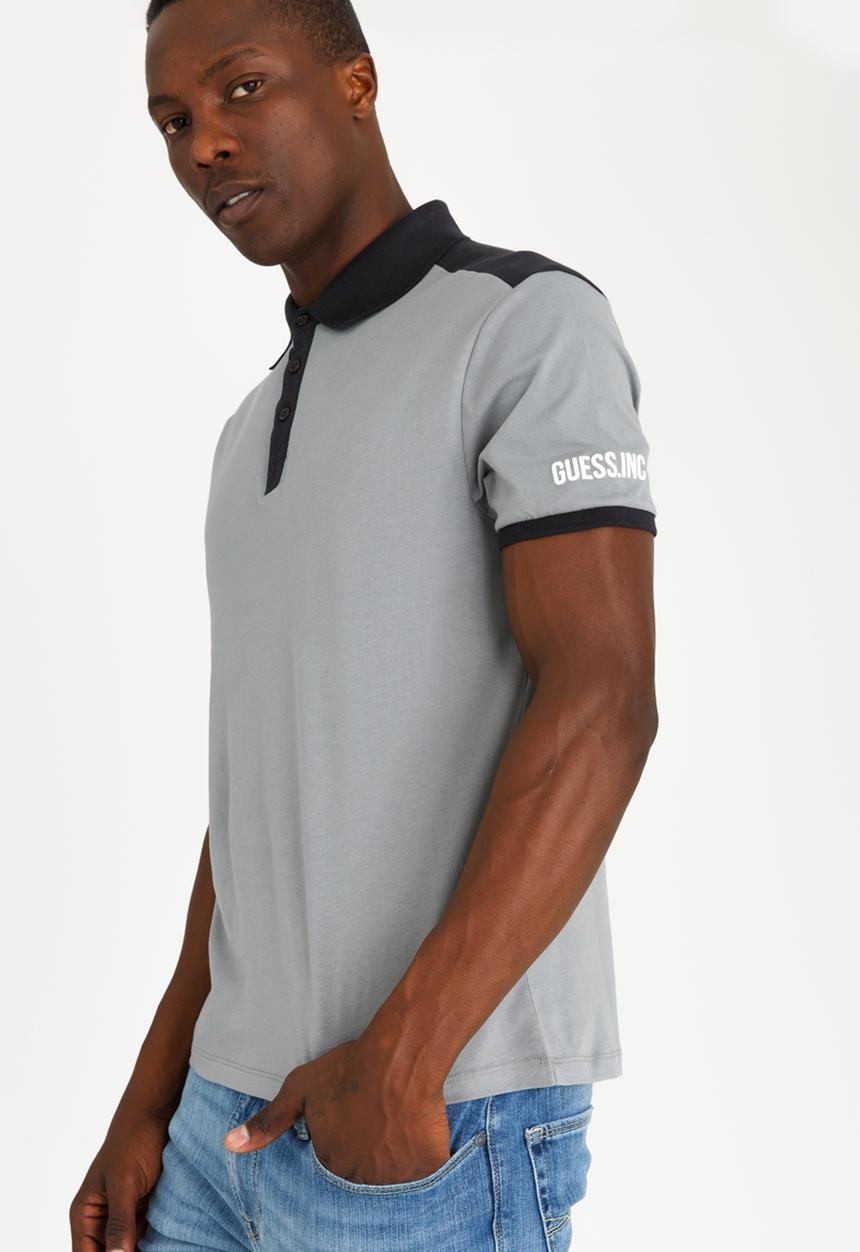 GUESS - Two Colour Panel Polo Grey