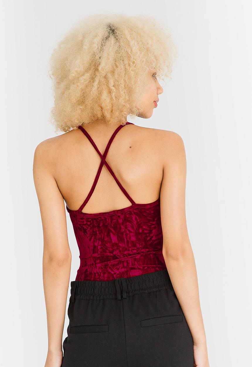 STYLE REPUBLIC - Square Neck Bodysuit Red