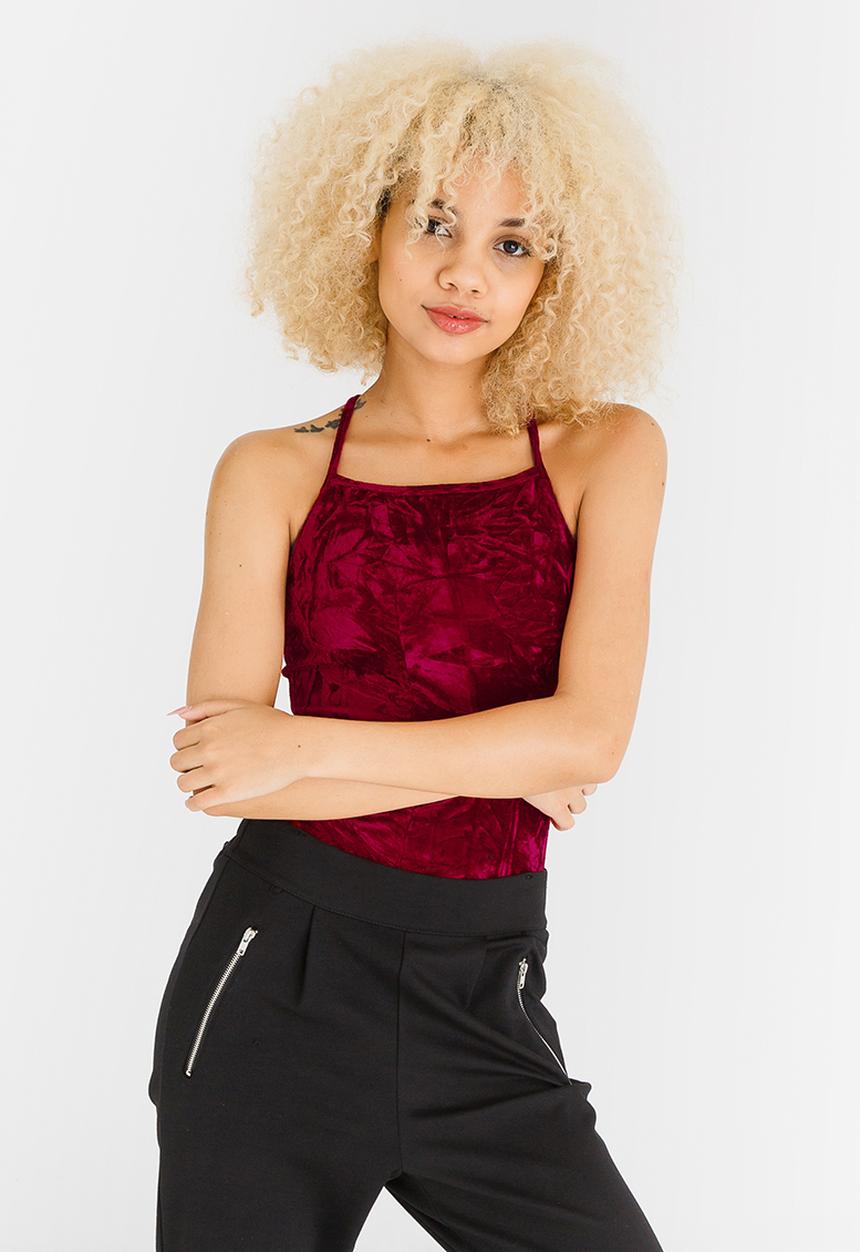 STYLE REPUBLIC - Square Neck Bodysuit Red