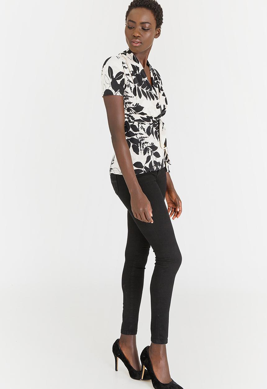 edit - Knit Workwear Top Black and White