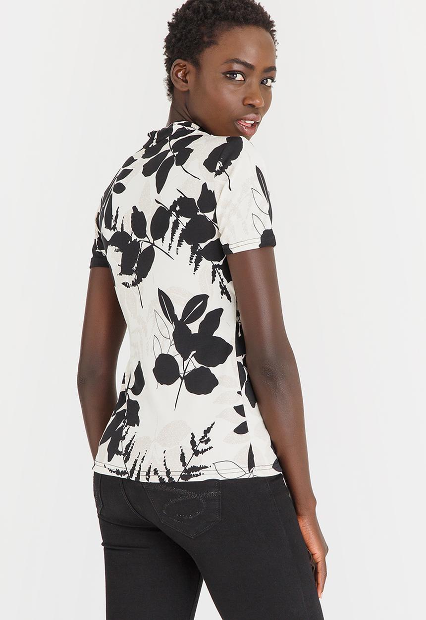 edit - Knit Workwear Top Black and White