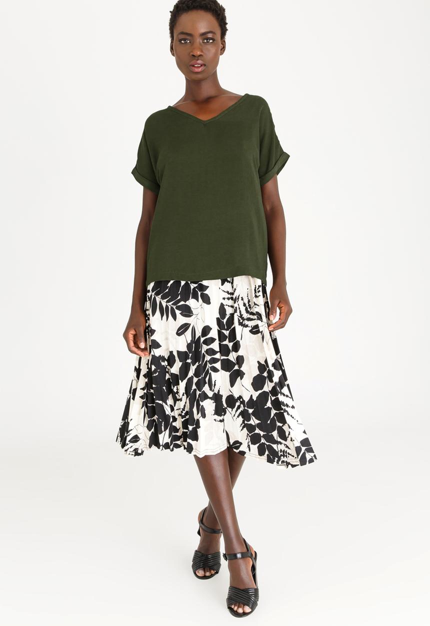 edit - Turn-up Sleeve Blouse Khaki Green