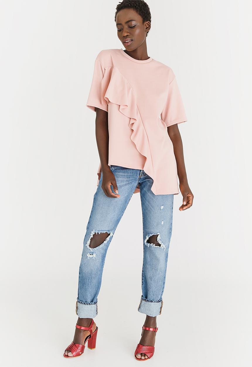 STYLE REPUBLIC - Oversized Frill T-shirt Pale Pink