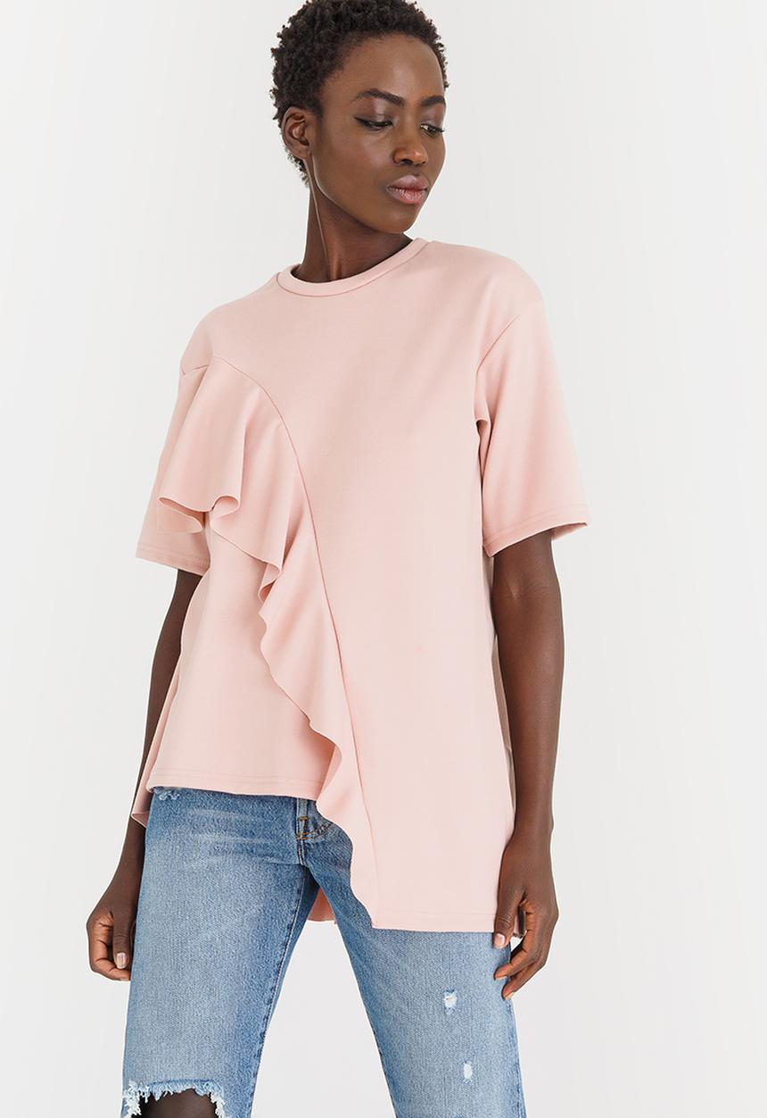 STYLE REPUBLIC - Oversized Frill T-shirt Pale Pink
