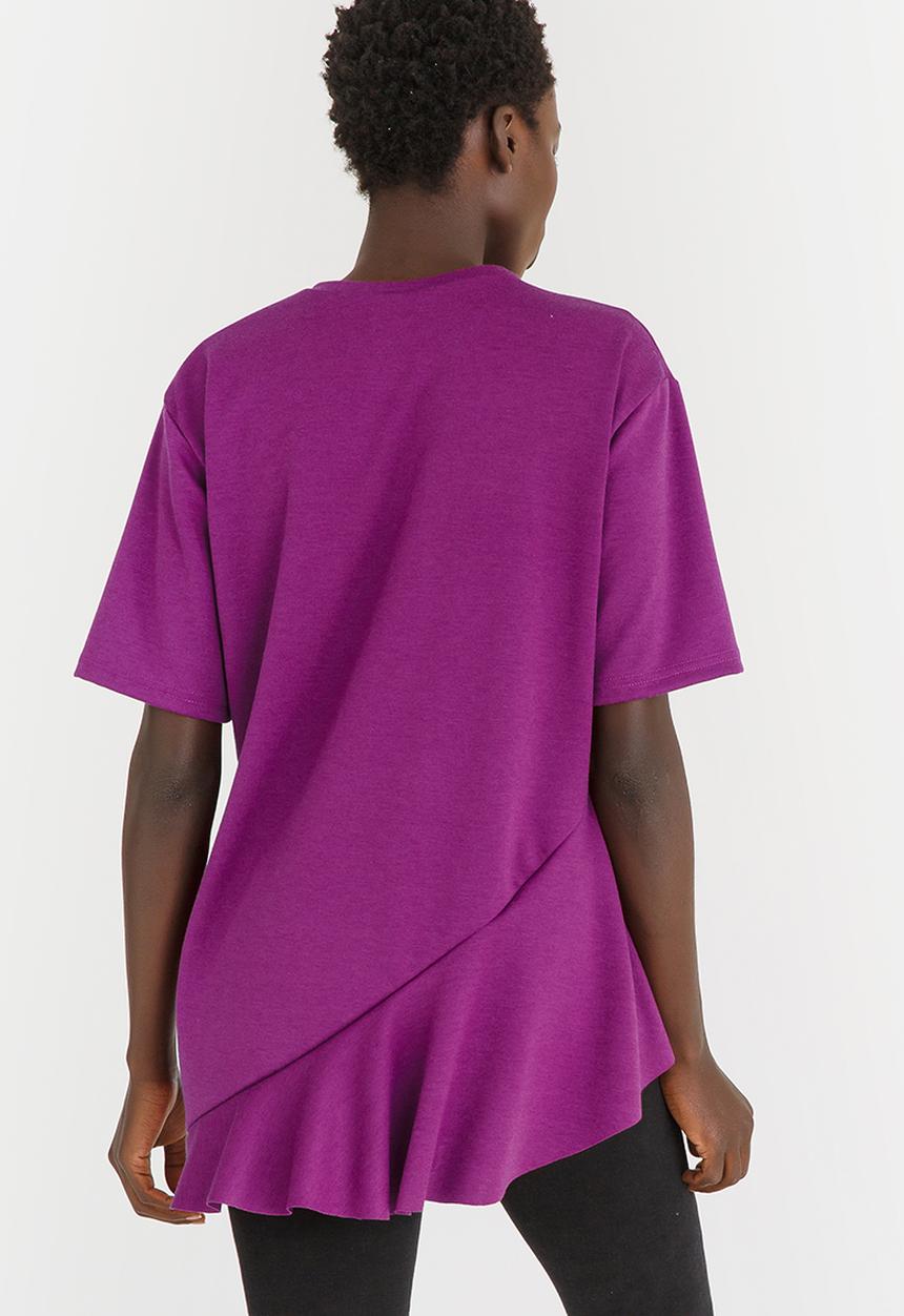 STYLE REPUBLIC - Oversized Frill T-shirt Dark Purple