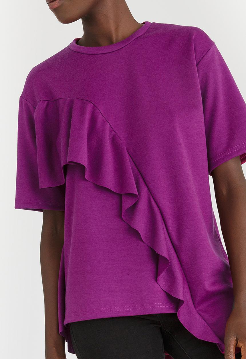 STYLE REPUBLIC - Oversized Frill T-shirt Dark Purple