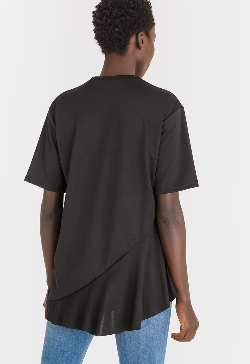 STYLE REPUBLIC - Oversized Frill T-shirt Black