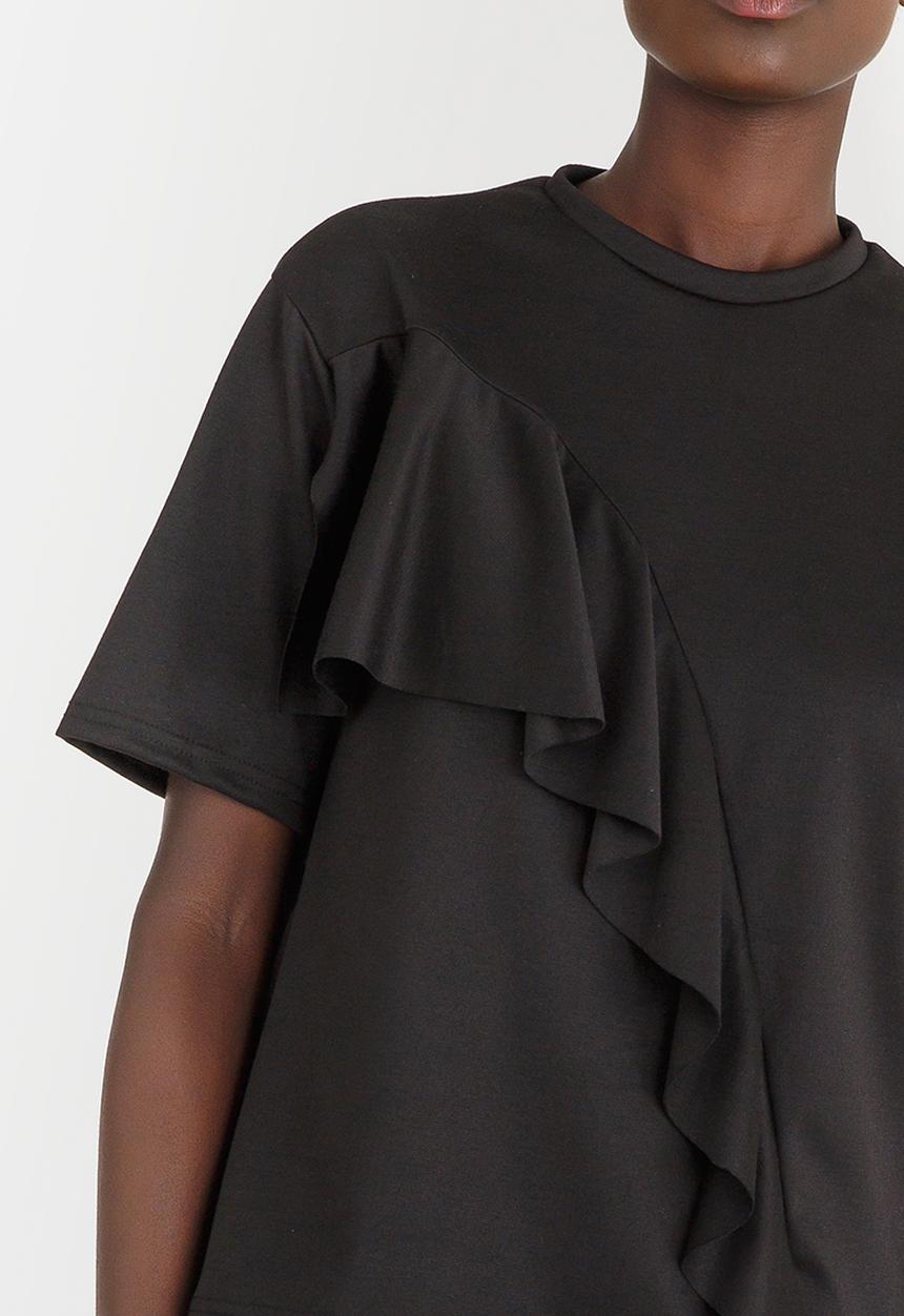 STYLE REPUBLIC - Oversized Frill T-shirt Black