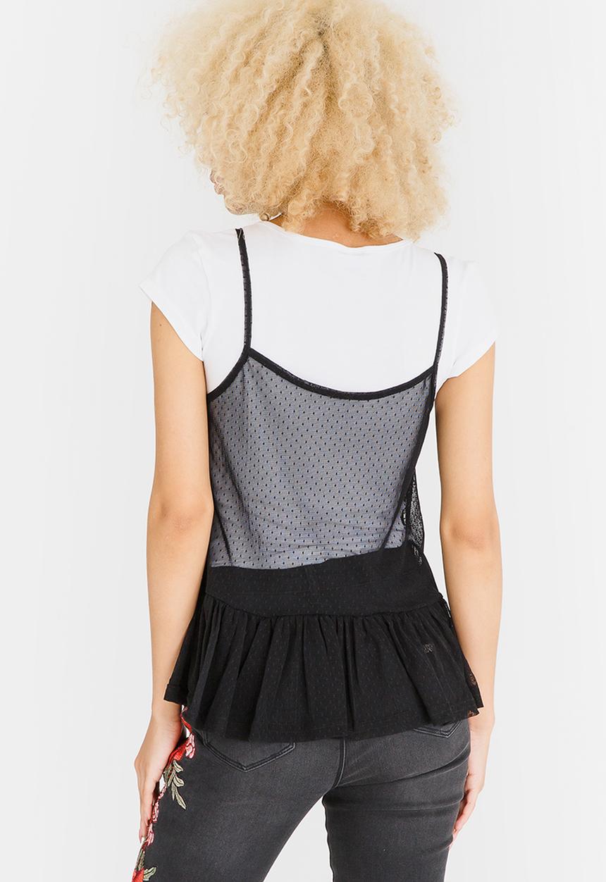 c(inch) - Two-piece T-shirt Top Black