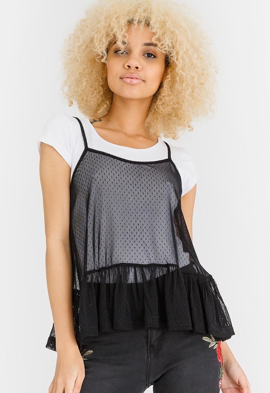 c(inch) - Two-piece T-shirt Top Black