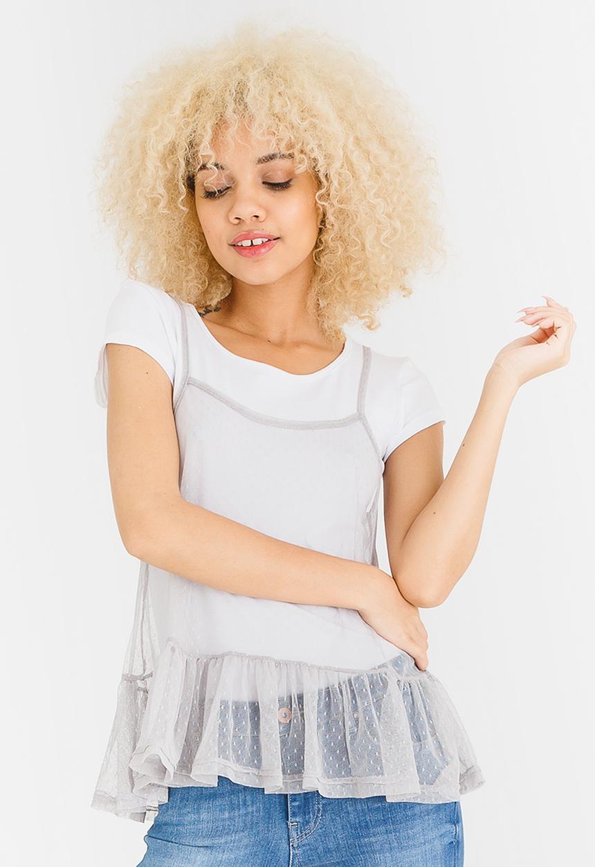 c(inch) - Two-piece T-shirt Top Grey