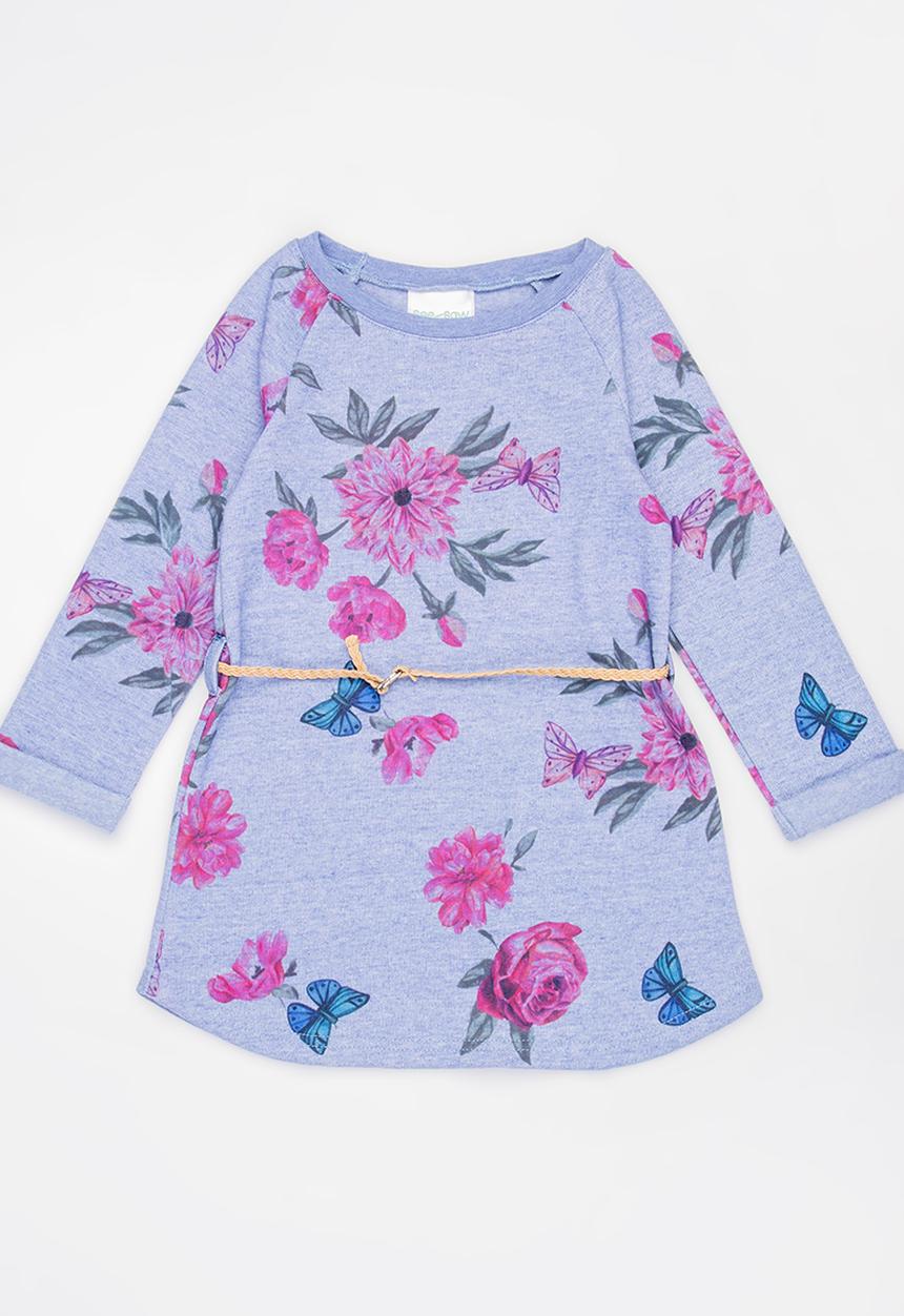 See-Saw - Belted Sweatshirt Dress Multi-colour