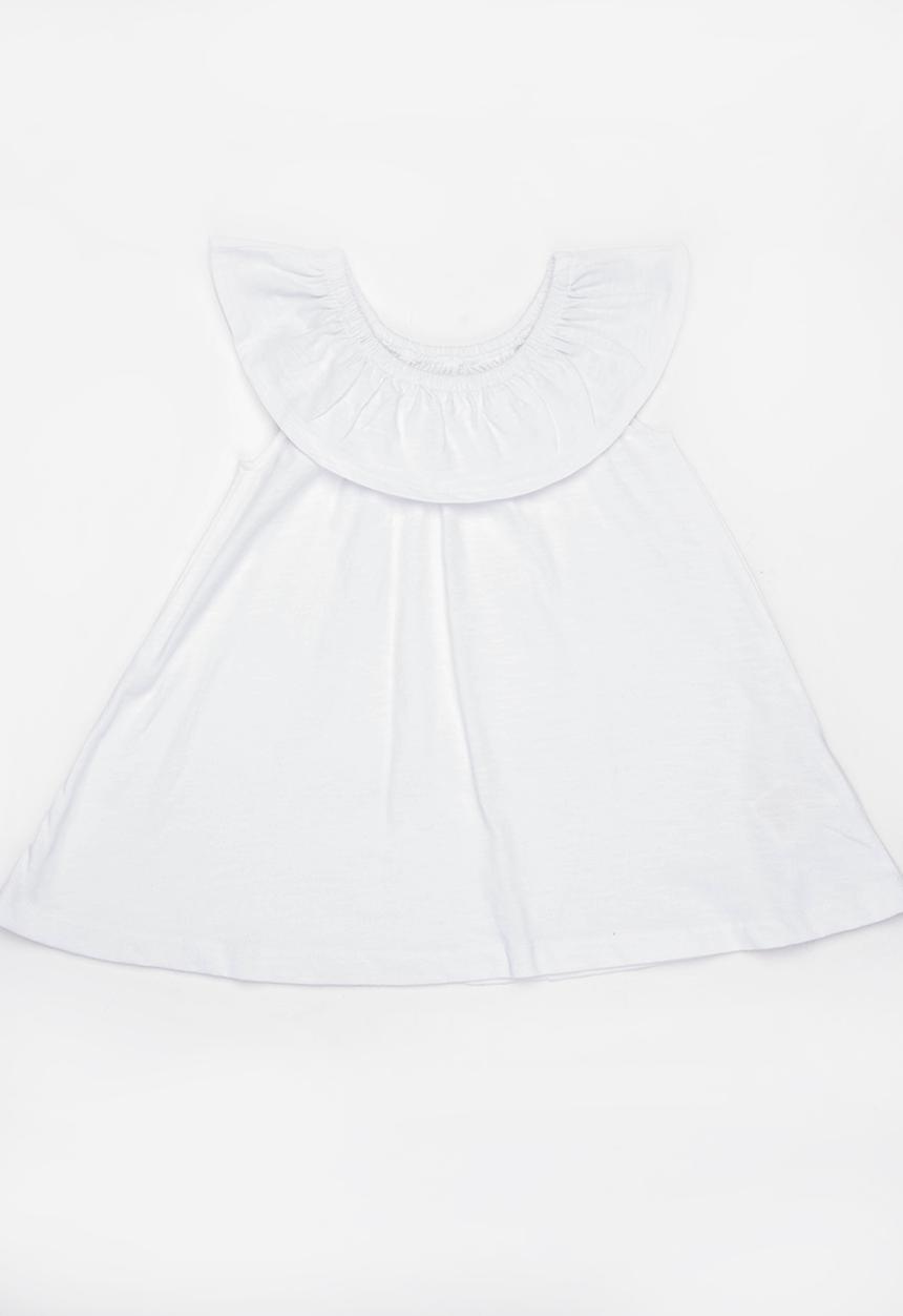 MINOTI - Palm Slub Jersey Top with Frill Neckline Pale Grey