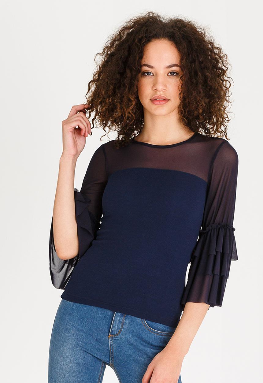 STYLE REPUBLIC - Frill Sleeve top Navy