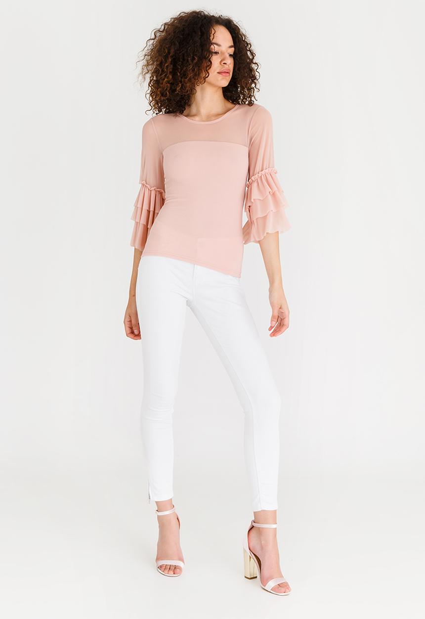 STYLE REPUBLIC - Frill Sleeve top Pale Pink