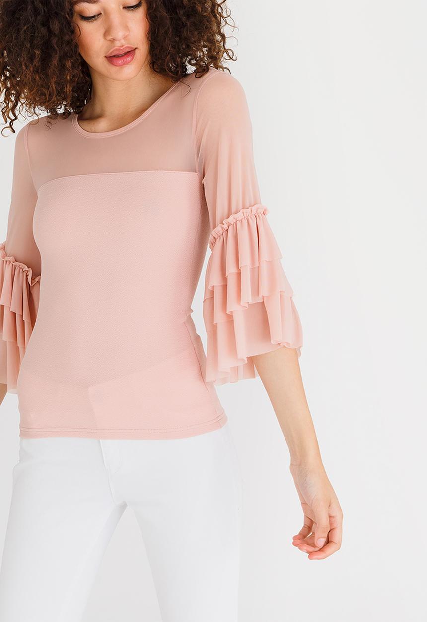 STYLE REPUBLIC - Frill Sleeve top Pale Pink