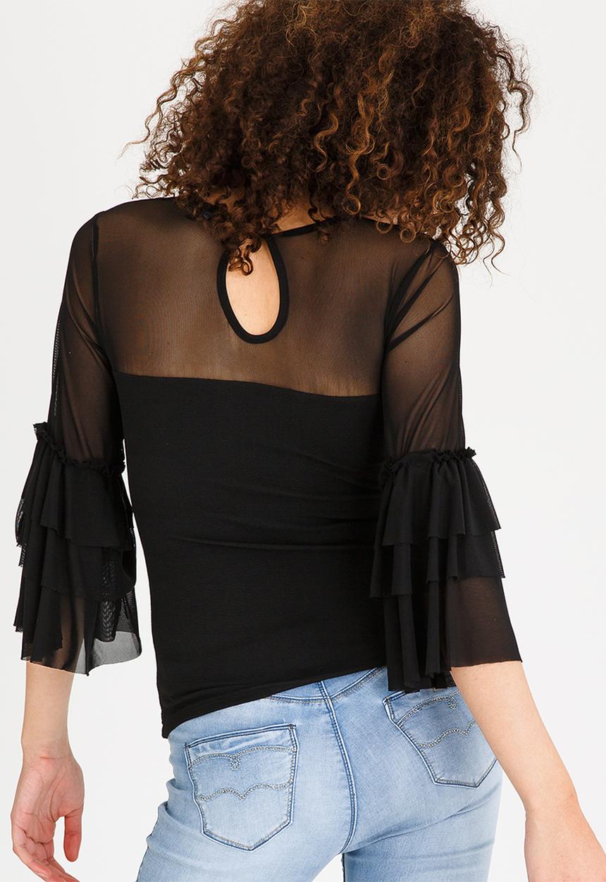 STYLE REPUBLIC - Frill Sleeve top Black