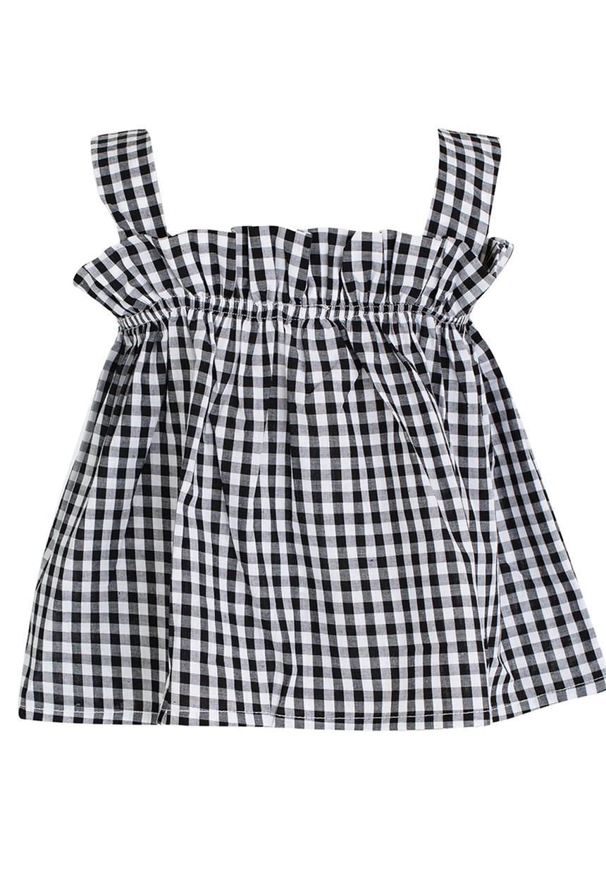 Pop Candy - Gingham Top Black and White