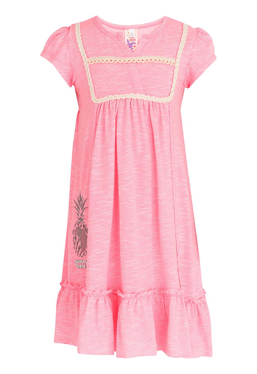Eco Punk - Lace Trim Embroided Dress Dark Pink