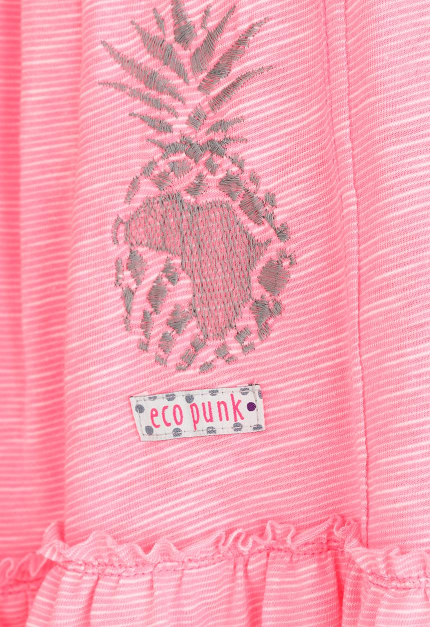 Eco Punk - Lace Trim Embroided Dress Dark Pink