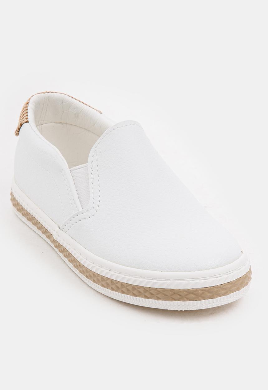 Pop Candy - Girls PU Slip On Sneakers White